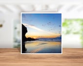 Sunset at Chapel Porth Beach Cornwall Greetings Card, Cornish Sunset Birthday Card, Cornwall Sunset Christmas Card,  Sunset Prints