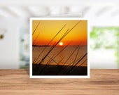 Sunset on Hayle Beach Greeting Card, Sunset Birthday Card, Cornish Sunset Coasters, Cornish Sunset Christmas Card, Kernow Sunset Card,