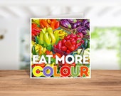 Vegans Greeting Card, Birthday Card for Vegetarians, Abstract Vegetables Card, Veggie Card, Colourful Veg Card, New York Street Market,