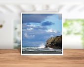 Chapel Porth Beach Cornwall Card, Chapel Porth Beach Christmas Card, Cornish Birthday Card, Waves, Cornish coaster, Cornish Ceramic