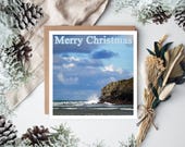 Chapel Porth Beach Cornwall Card, Chapel Porth Beach Christmas Card, Cornish Christmas Card, Waves, Cornish coaster, Cornish Ceramic