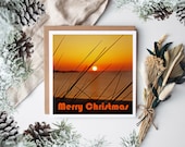 Sunset on Hayle Beach Christmas Card, Sunset Christmas Card, Cornish Sunset Coasters, Cornish Sunset Christmas Card, Kernow Sunset Card,