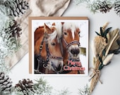 Card for Horse Lovers, Card for Horse Riders, Horse Love Card, Horse Snuggle Card, Horses Birthday Love Card, Horse Love Christmas Card