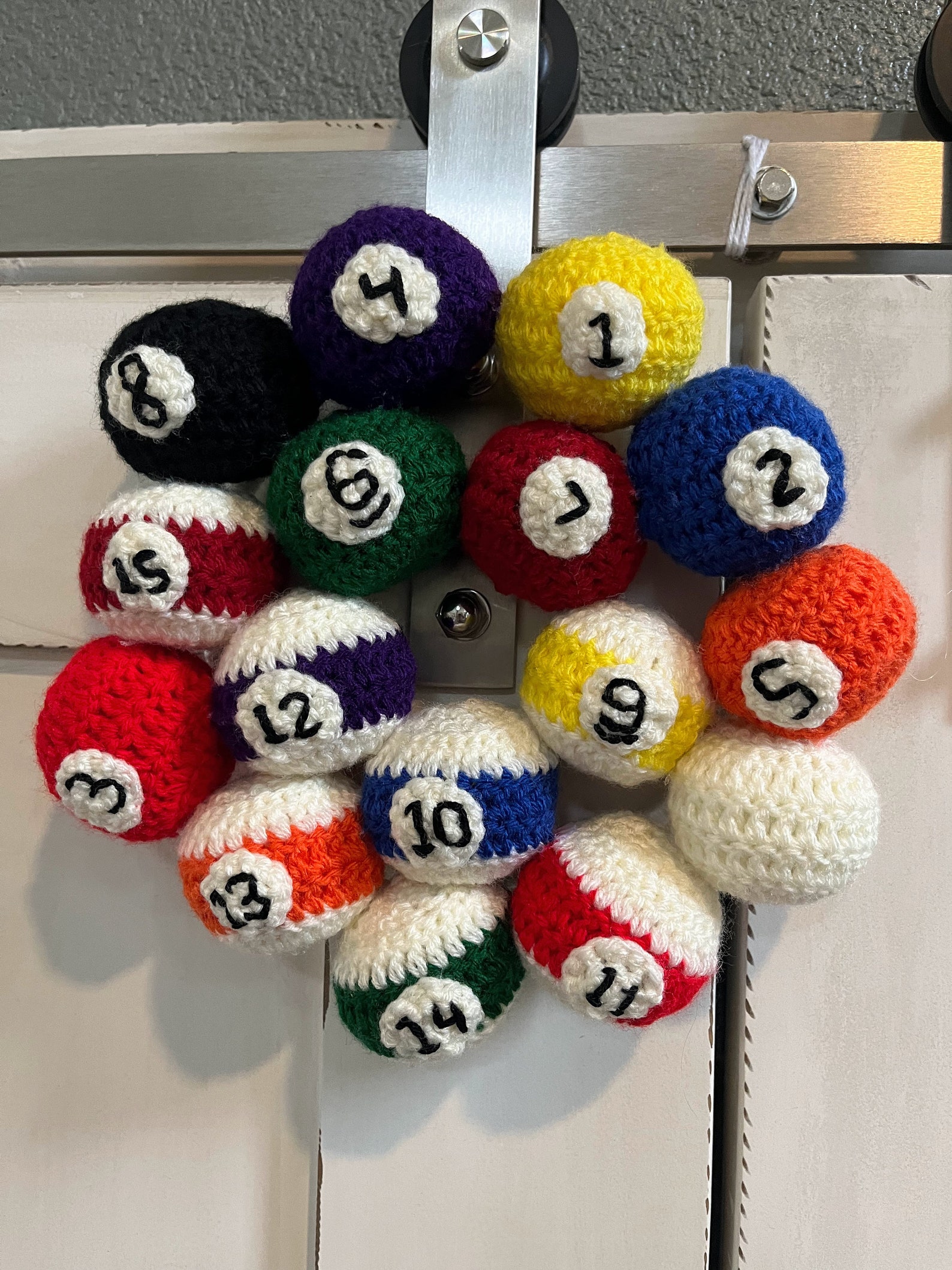Crocheted Pool Ball Wreath: Handmade Billiard Room Decor - Etsy