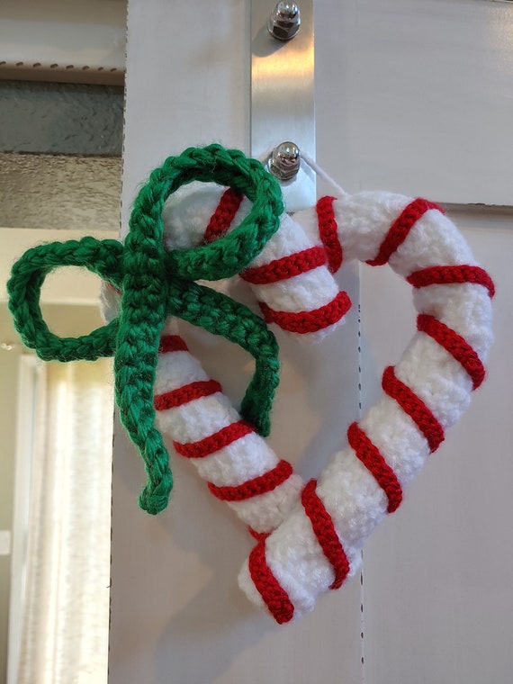Candy Cane Heart Wreath Wall Hanging Decoration Red White Etsy
