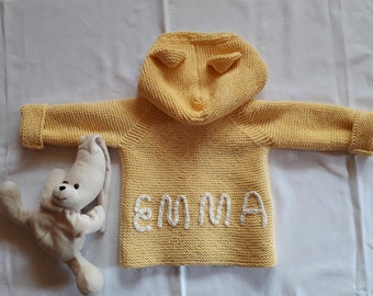 Knitting instructions baby summer jacket, unisex, size. 74/80, hooded, personalization possible, German PDF file