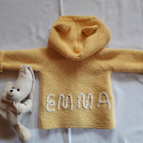 Knitting instructions baby summer jacket, unisex, size. 74/80, hooded, personalization possible, German PDF file