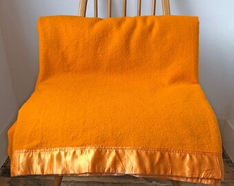 Vintage 100% Pure Wool Orange Jonelle Blanket