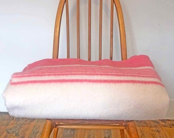 Vintage Cream and Pink Pure Wool Witney Blanket