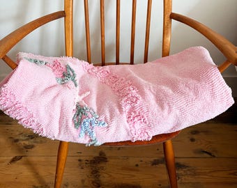 Vintage Pink 1960s Soft Candlewick Bedspread