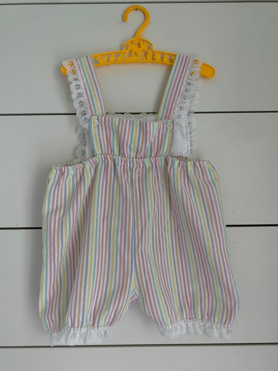 Vintage Baby Bliss Striped Seersucker Sunsuit 12m… - image 3