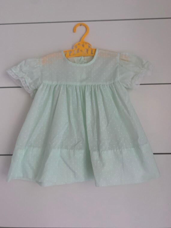 Vintage Mint Green Polka Dot Day Dress with Pinaf… - image 6