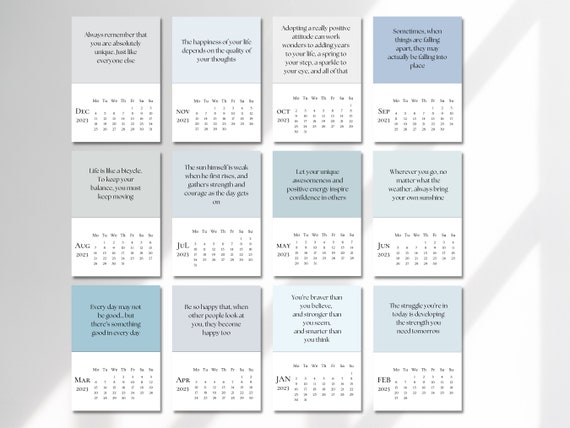 2023 Quotes Calendar 2023 Calendar With Affirmation - Etsy