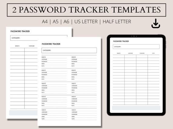 Password Tracker Password Printable Password Tracker Log - Etsy