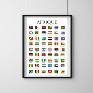 Pays d’Afrique, Continent africain, Drapeaux et noms, Éducation, Afrique, Affiche éducative, Tableau d’apprentissage, PDF, Drapeaux Africain