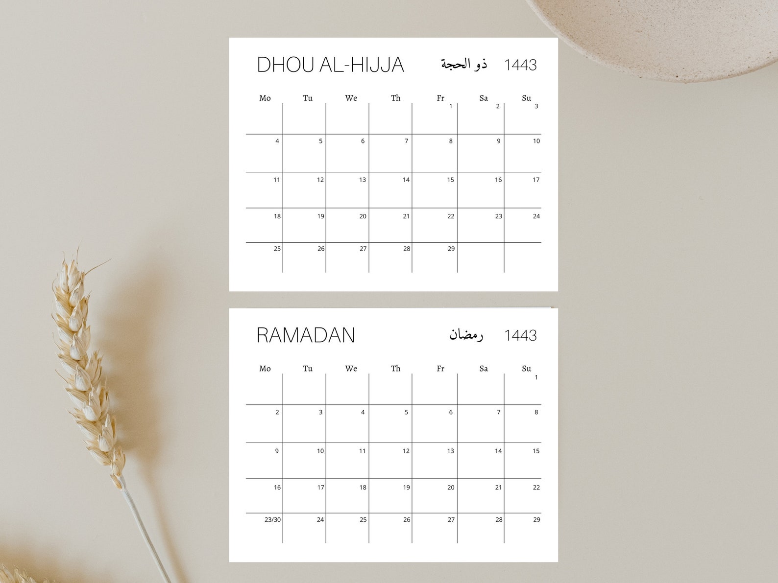 Islamic Monthly Planner Hijri Calendar Planner Lunar Etsy UK