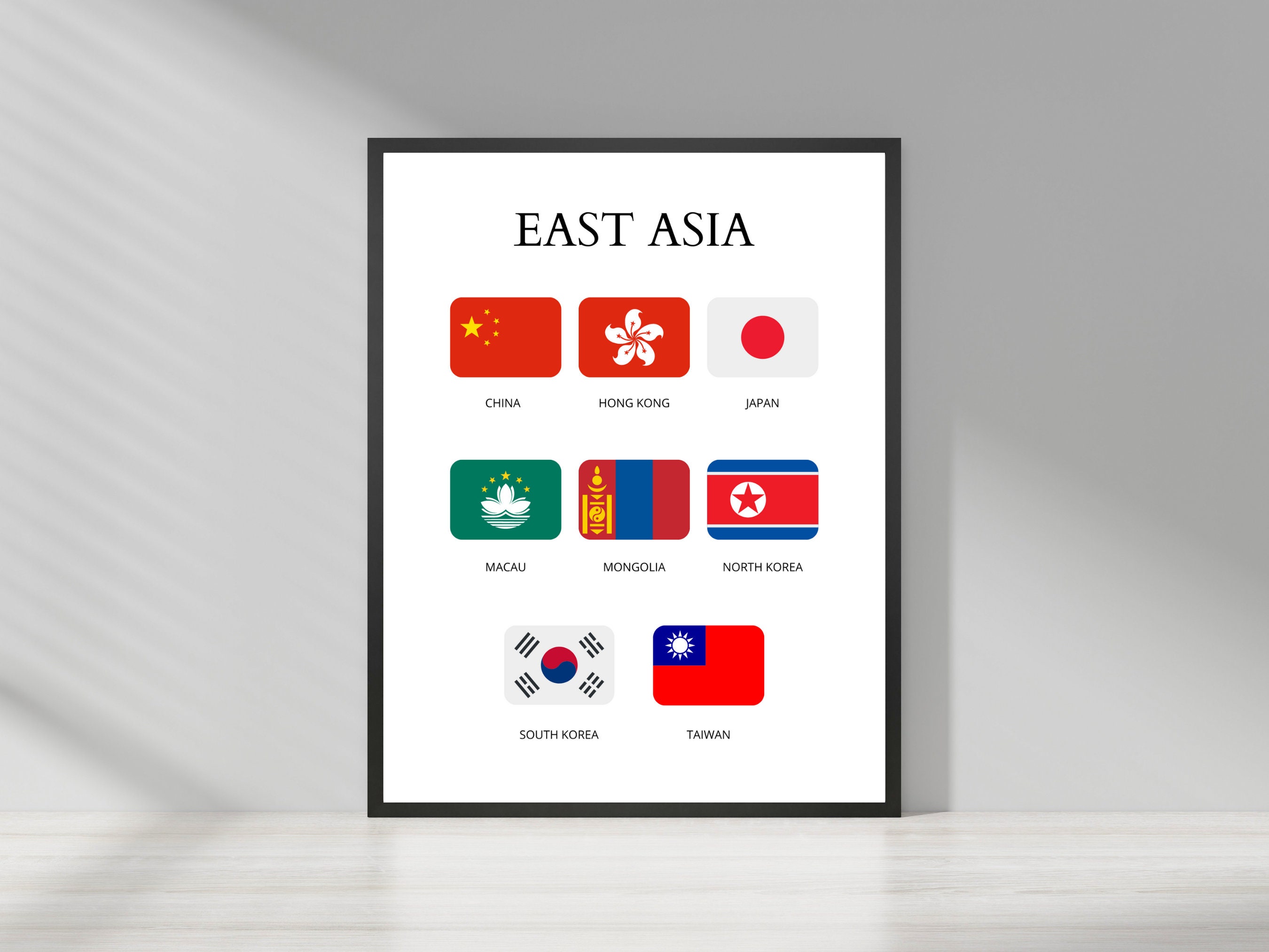 East Asian Countries, Countries of East Asia, Flags and Names ...
