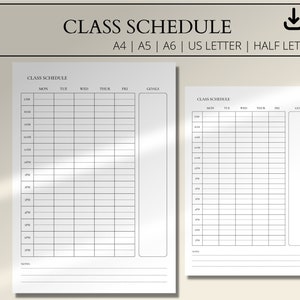 Schoolrooster, afdrukbaar schema, schoolrooster, lesrooster, studentenplanner, afdrukbare planner, semesterschema, dagelijkse planner