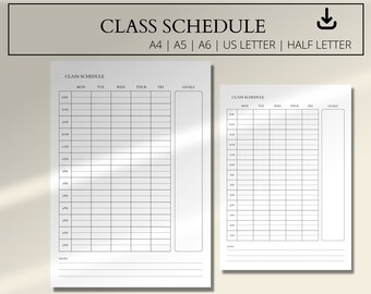 School Schedule, Printable Schedule, School Timetable, Class Schedule, Student Planner, Planner Printable, Semester Schedule, Daily Planner