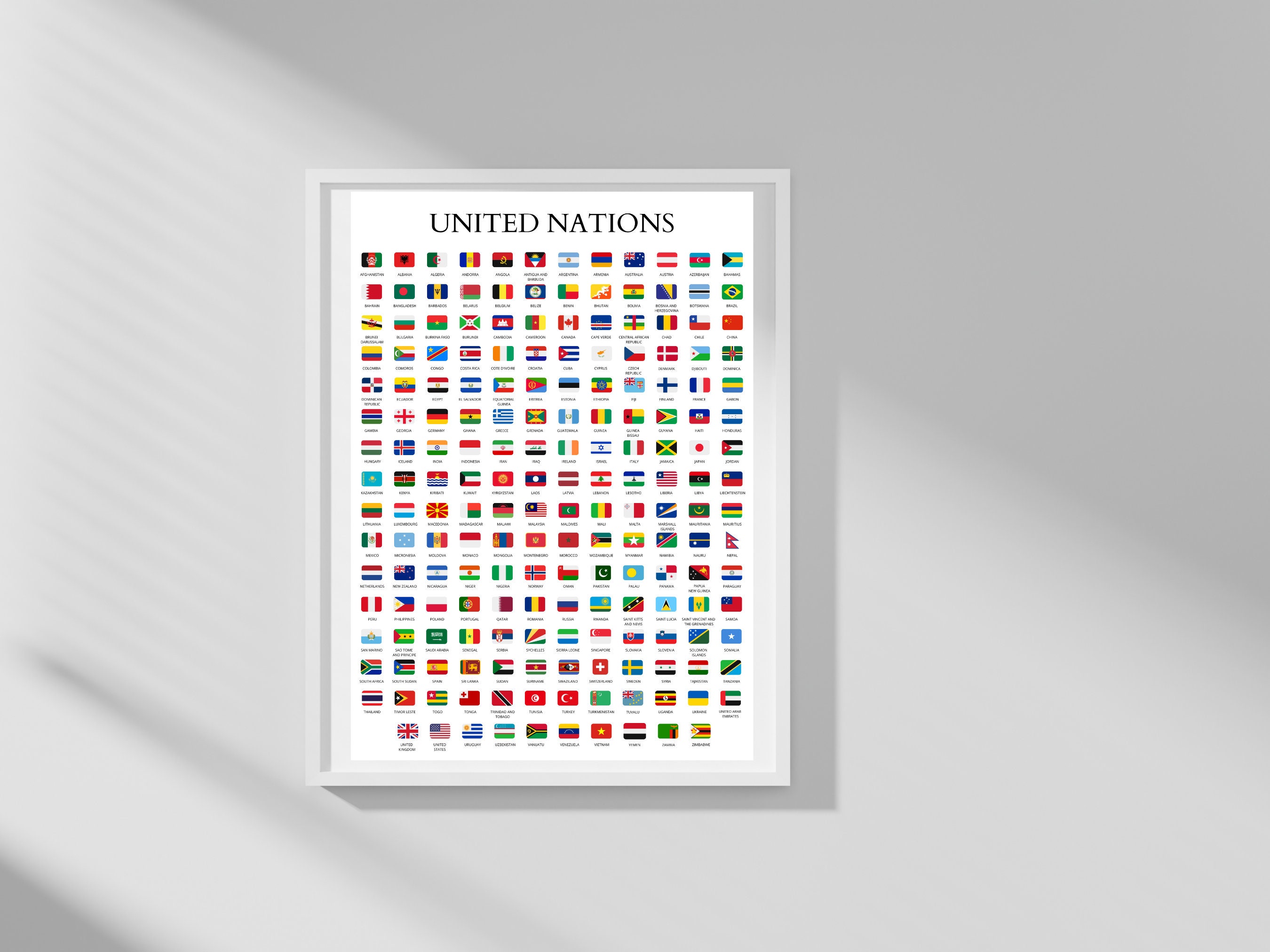 United Nations Flags, Flags of the United Nations, Learning Chart ...