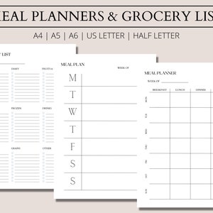 Meal Planner, Meal Planning, Weekly Meal Plan, Meal Plan, A5 Meal Planner, Grocery Planner, Weekly Menu planner, Printable Grocery Meal Plan