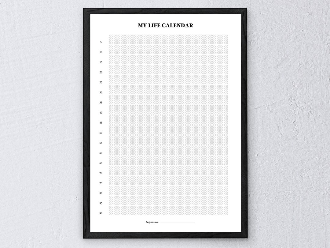 90 Years Life Calendar, Perpetual Calendar, Weeks of My Life, Calendar Weeks, My Life in Weeks, 90 Years Calendar, My Life in 90 Years - Etsy