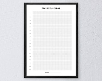 90 Years Life Calendar,  Perpetual Calendar, Weeks of my Life, Calendar Weeks, My Life in Weeks, 90 Years Calendar, My Life In 90 Years