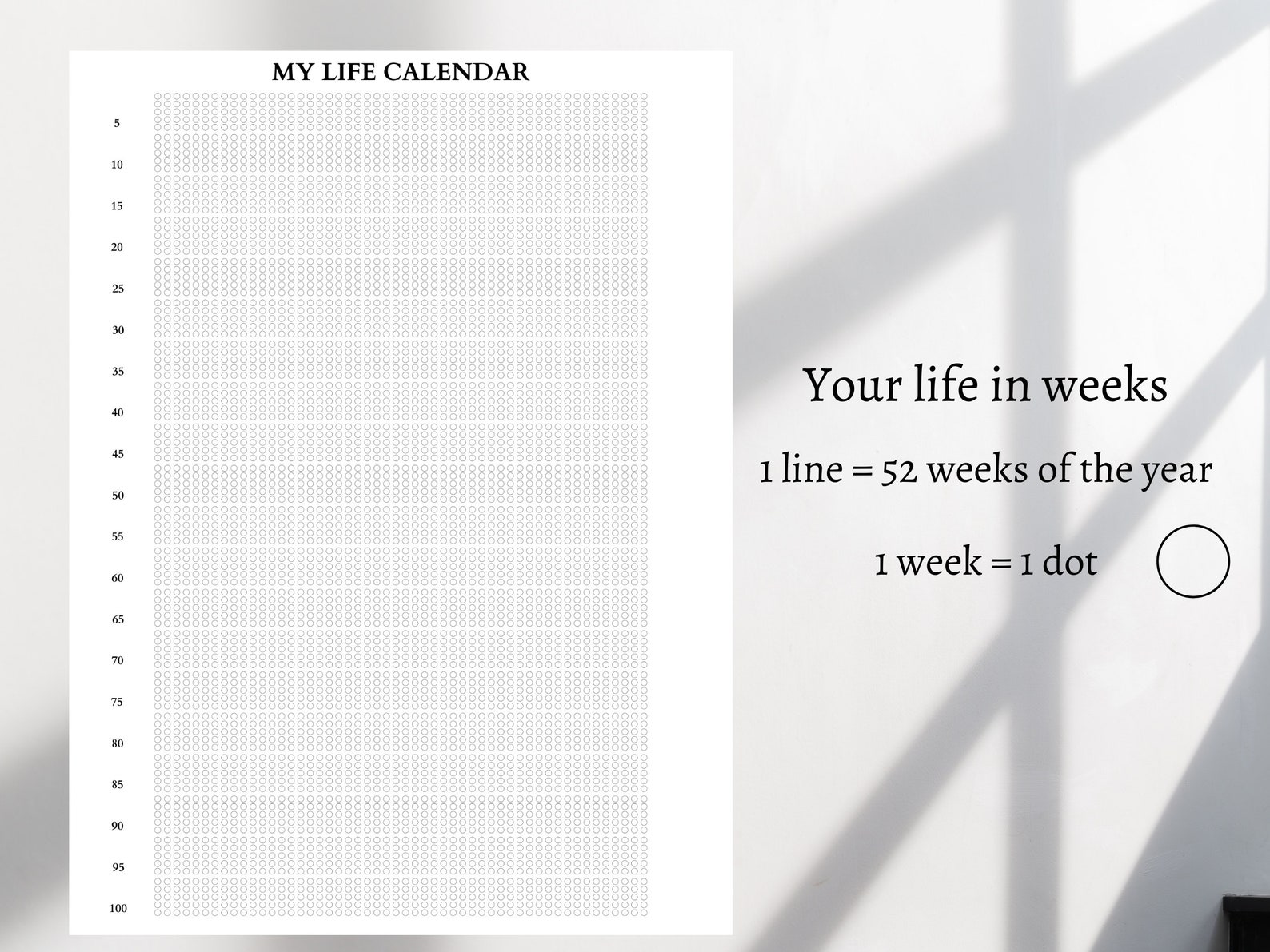 Life Calendar, 100 Years Life Calendar, Perpetual Calendar, Memento