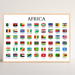 Länder Afrikas, afrikanischer Kontinent, Flaggen und Namen, Lernposter, Afrika, Lernposter, Länder, Erdländer