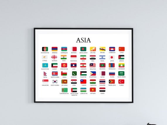 Asian Countries, Countries of Asia, Flags and Names, Learning ...