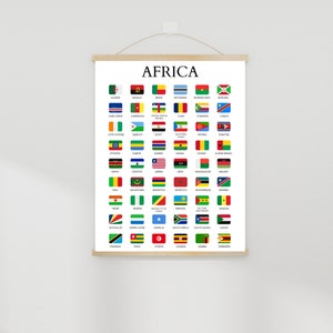 Länder Afrikas, afrikanischer Kontinent, Flaggen und Namen, Lernposter, Afrika, Lernposter, Länder, Erdländer