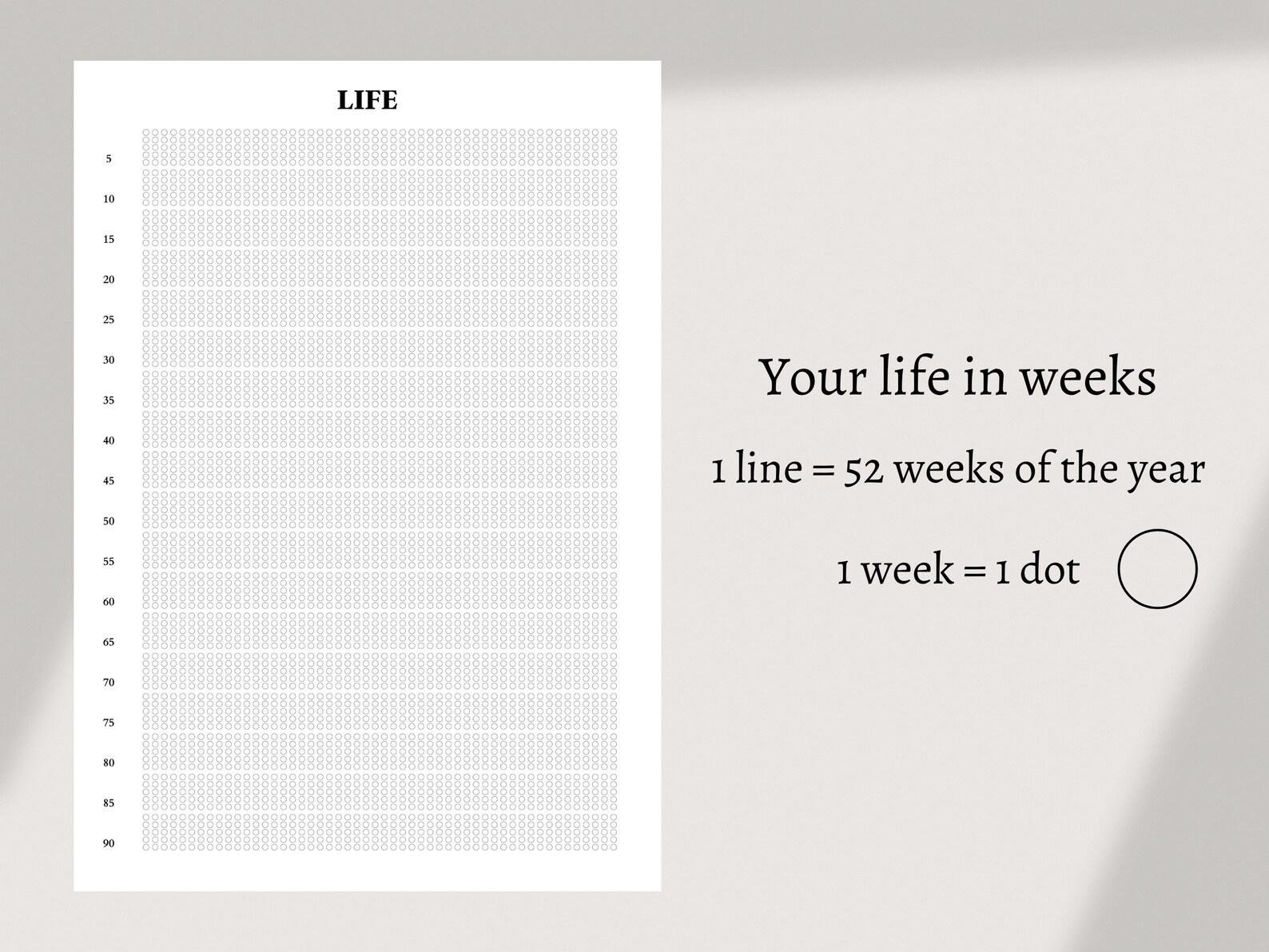 Life Calendar 90 Years Life Calendar Perpetual Calendar Etsy