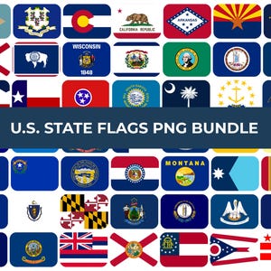 United States Flags PNG | State Flag Clipart | PNG Flags | Printable, Classroom Decor, Travel Journal, Scrapbook