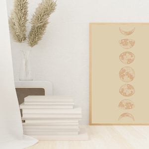 Moon Phase Print, Moon Wall Art, Moon Phases Wall Art, Boho Moon Print, Luna Art, Phases of the Moon Poster, Lunar Phase Poster, Printable
