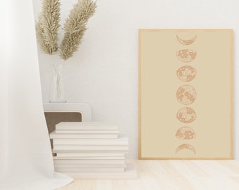 Boho Moon Phases Wall Art Print (Digital Download)