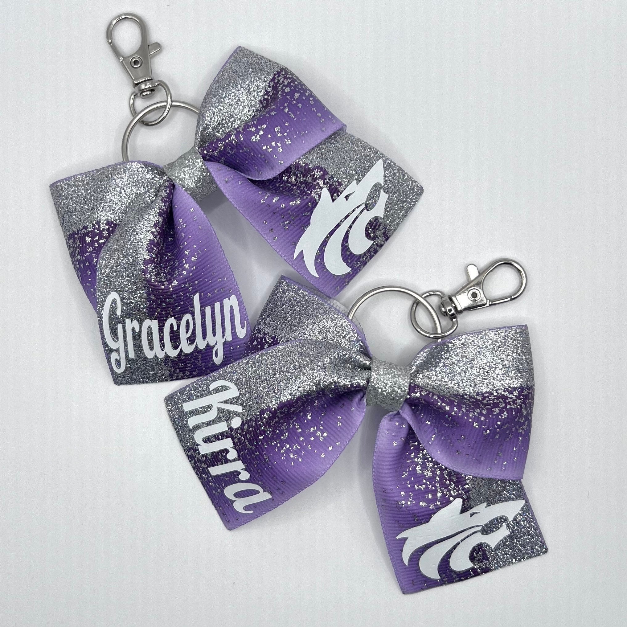 Glitter Mini Cheer Bow Keychain, Competition Backpack Bow Zipper Pull,  Cheerleading Squad Keychain Gift Bag Team Gifts, Rhinestone Glitter 