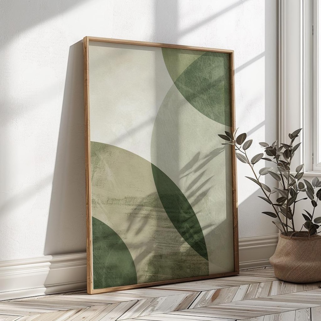 Abstract Minimalist Poster | Modern Wall Art Print | Green Geometric ...