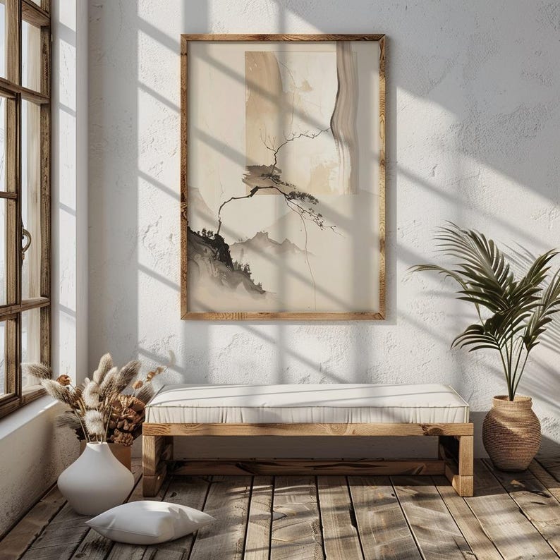 Japanese Wabi Sabi Art Print, Minimal Abstract Zen Wall Decor, Japandi ...