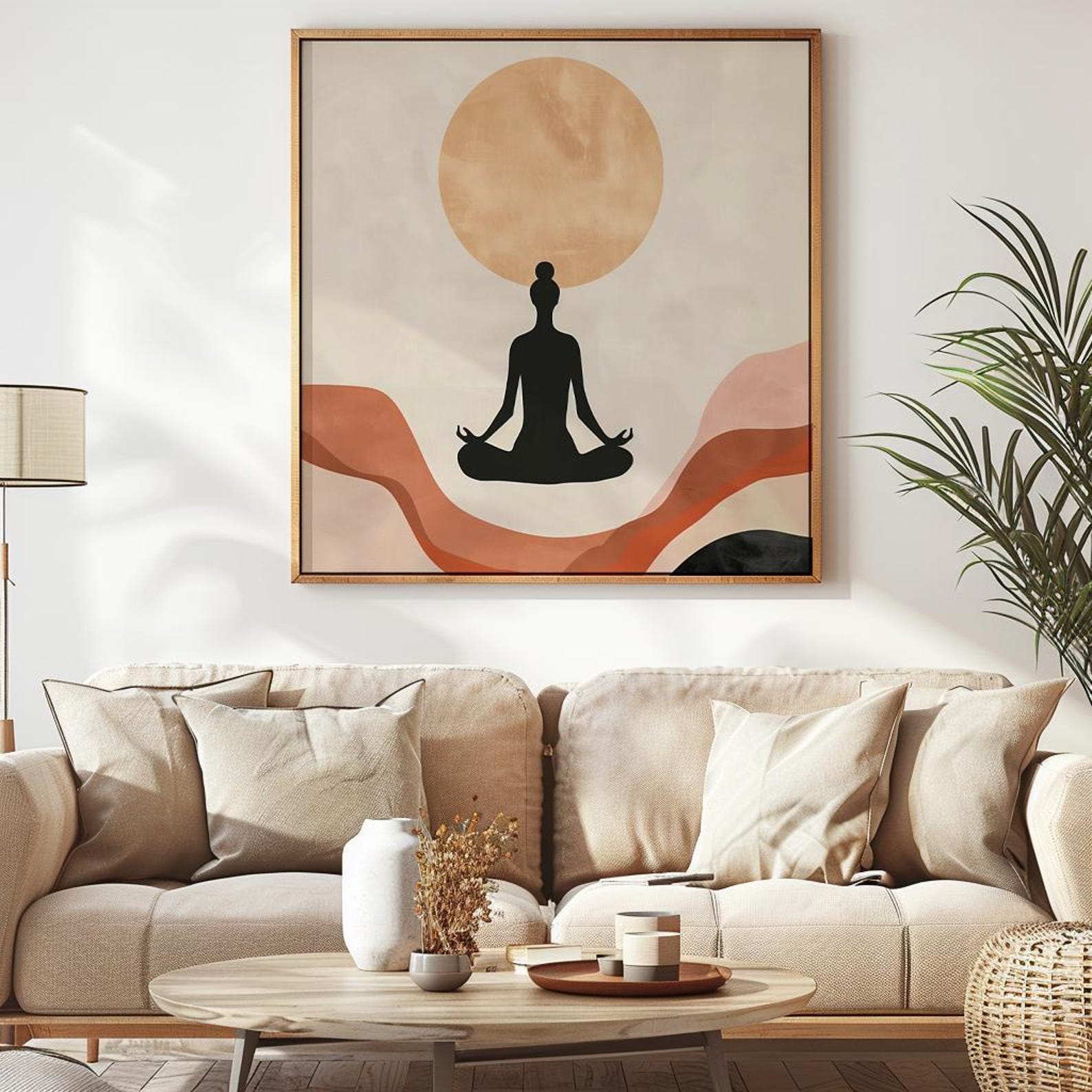 Minimalist Yoga Art Print | Boho Meditation Wall Decor | Zen Silhouette ...