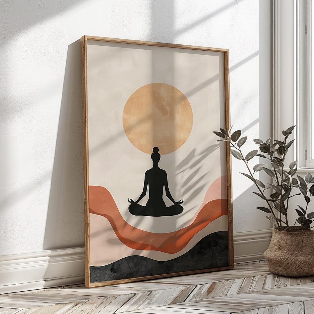 Minimalist Yoga Art Print | Boho Meditation Wall Decor | Zen Silhouette ...