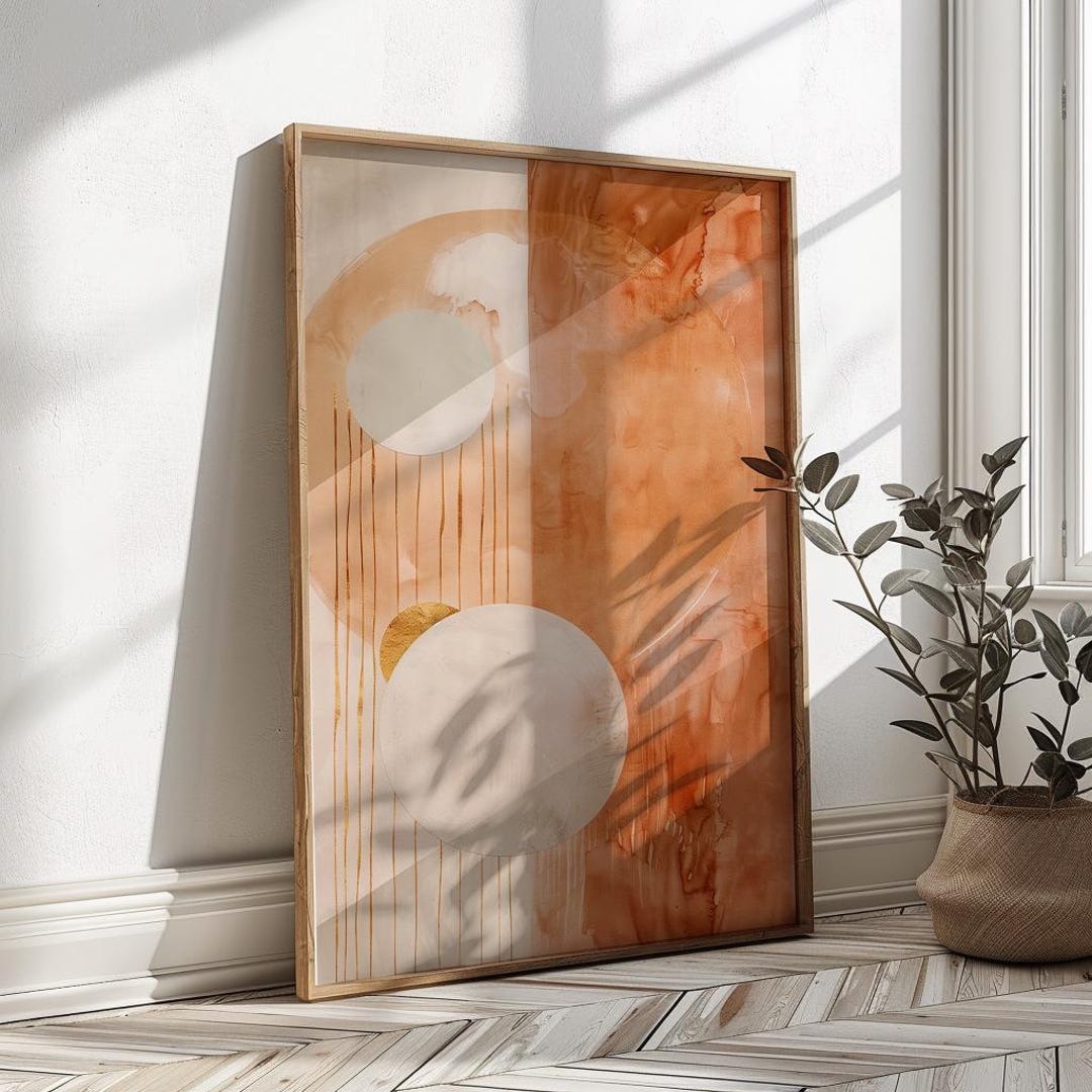 Abstract Geometric Poster | Modern Minimal Wall Art Print | Terracotta ...