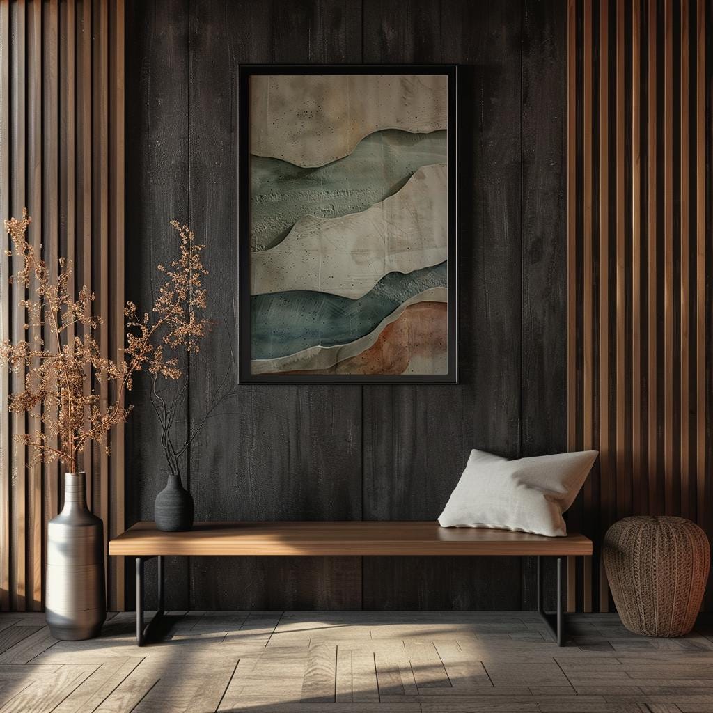 Textured Abstract Landscape Art Print: Neutral Wabi Sabi Wall Decor - Etsy