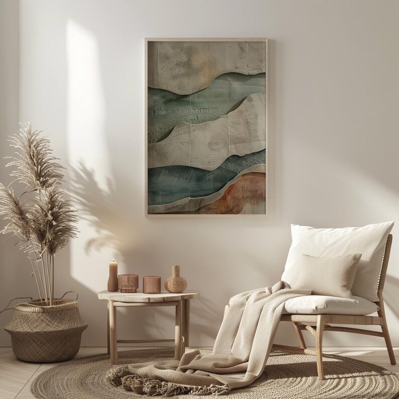 Textured Abstract Landscape Art Print: Neutral Wabi Sabi Wall Decor - Etsy