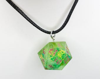 Handmade Epoxy Resin D20 Necklace