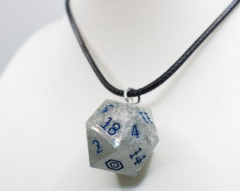 Handmade Epoxy Resin D20 Necklace