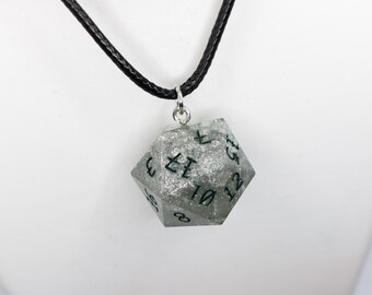 Handmade Epoxy Resin D20 Necklace
