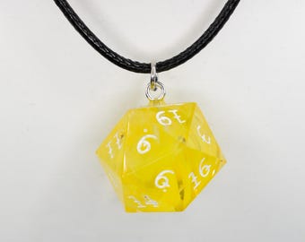 Handmade Epoxy Resin D20 Necklace