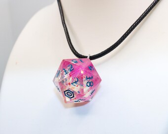 Handmade Epoxy Resin D20 Necklace