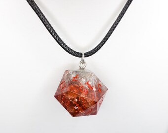 Handmade Epoxy Resin D20 Necklace