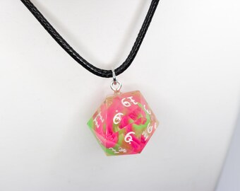 Handmade Epoxy Resin D20 Necklace